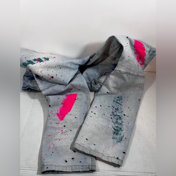 Encrypted Men's Paint Splatter Y2K streetwear denim Jeans 40x34 - Picture 11 of 11